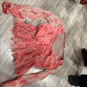 Elegant Pink Lace Blouse